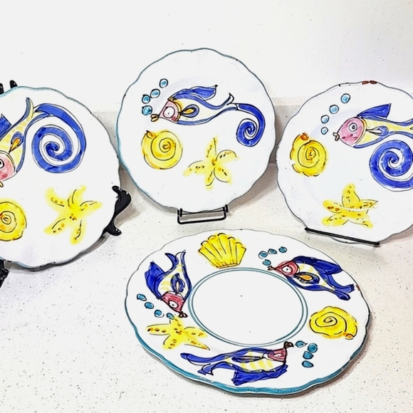 Other - Vintage Set Of 4 Plates Hand-Painted In Italy